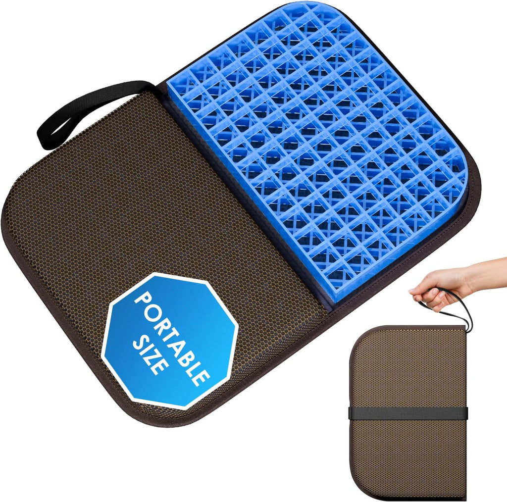 Wisimmall Gel Seat Cushion Portable Massage Travel Cushions, 14.5" x 10.5" Thick Foldable Seat Cushion for Car Office Chair Wheelchair Hip,…