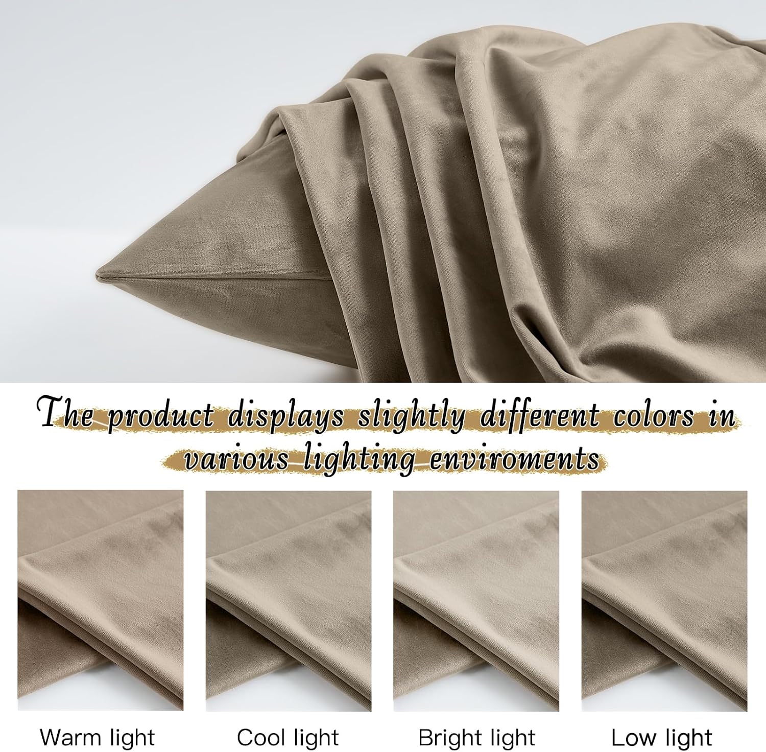 StangH Soft Velvet Pillowcase Bed Pillow Cover for Hair and Skin, Queen Size (Camel Beige, 20 x 30 inches) Set of 2, Luxury Warm Pillow Cov…