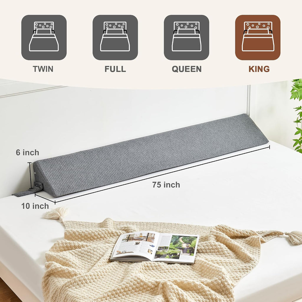 IFNOW King Size(76"x6"x10") Bed Wedge Pillow for Headboard, Mattress Gap Filler(0-8"), Bed Wedge for Gap Between Your Headboard and…