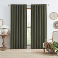 Keqiaosuocai Dark Olive Green Blackout Curtains 84 Inches Long 2 Panels Set- Faux Linen Textured Black Out Thermal Insulated Noise Reductio…