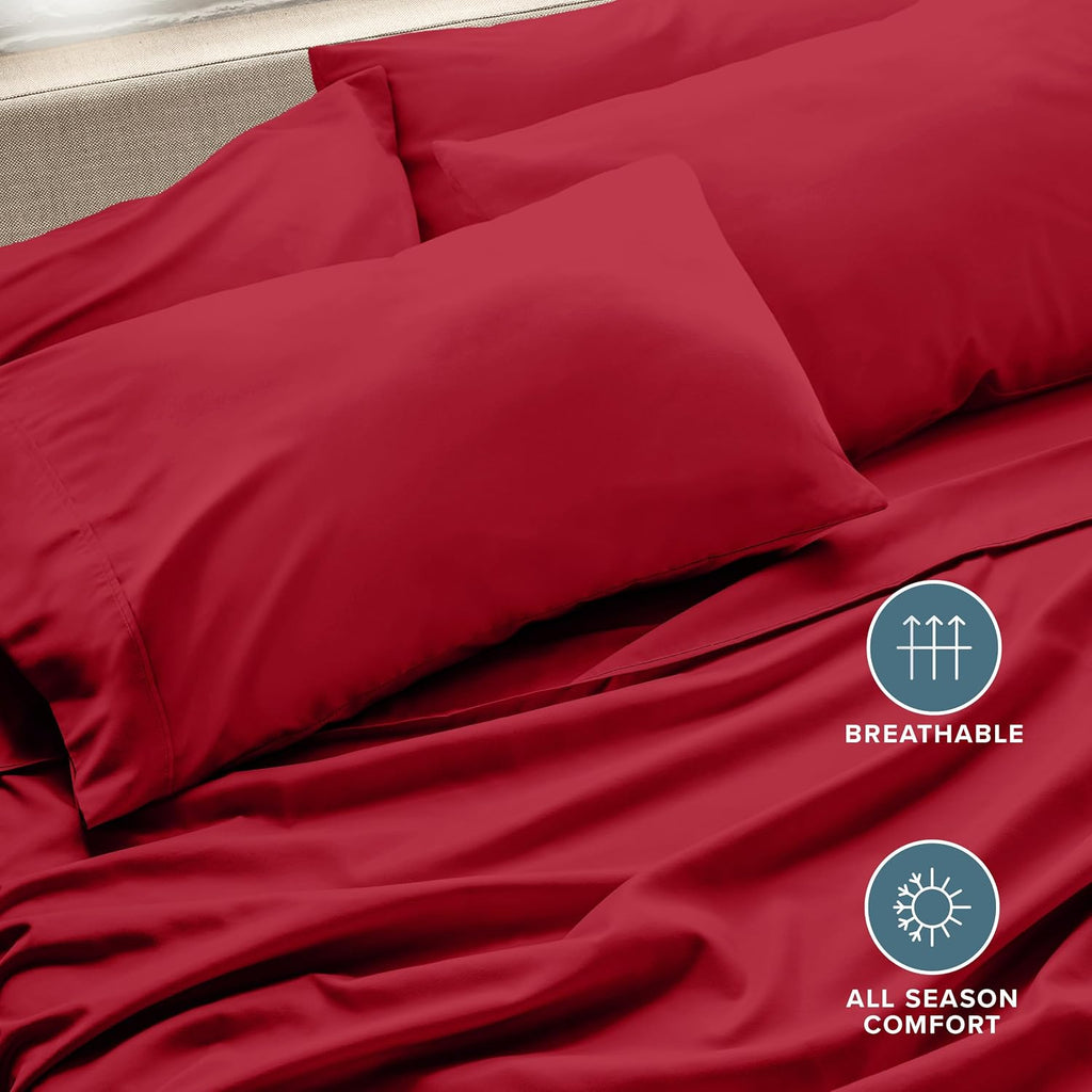 BareHome Bare Home Microfiber King Size Pillowcases - 4 Pack, Red, 20x40 4 Pack Red