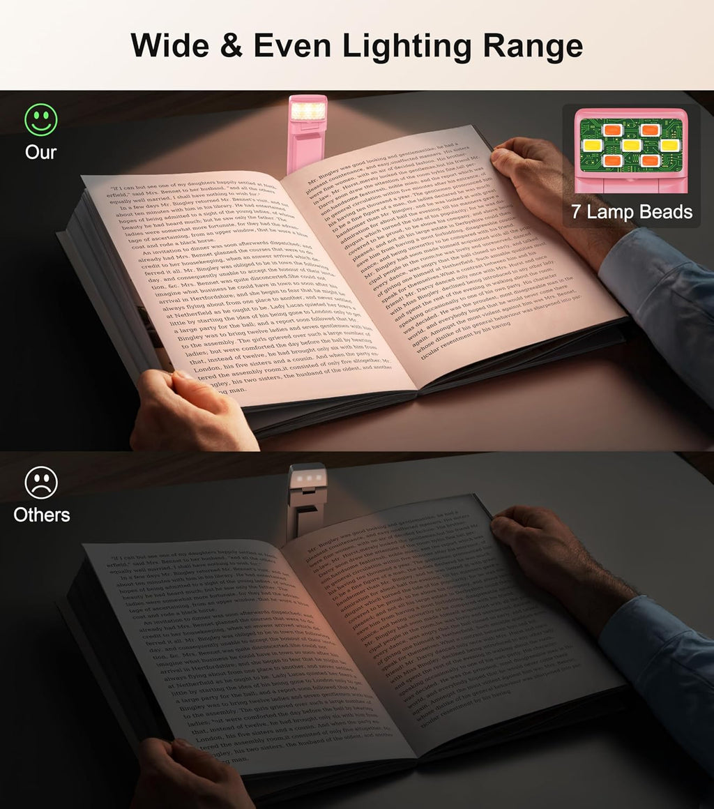 Gritin Book Light Rechargeable, Eye Caring 3-Color & 5-Brightness Clip on LED Reading Light for Books in Bed- Stepless Dimming, Long…