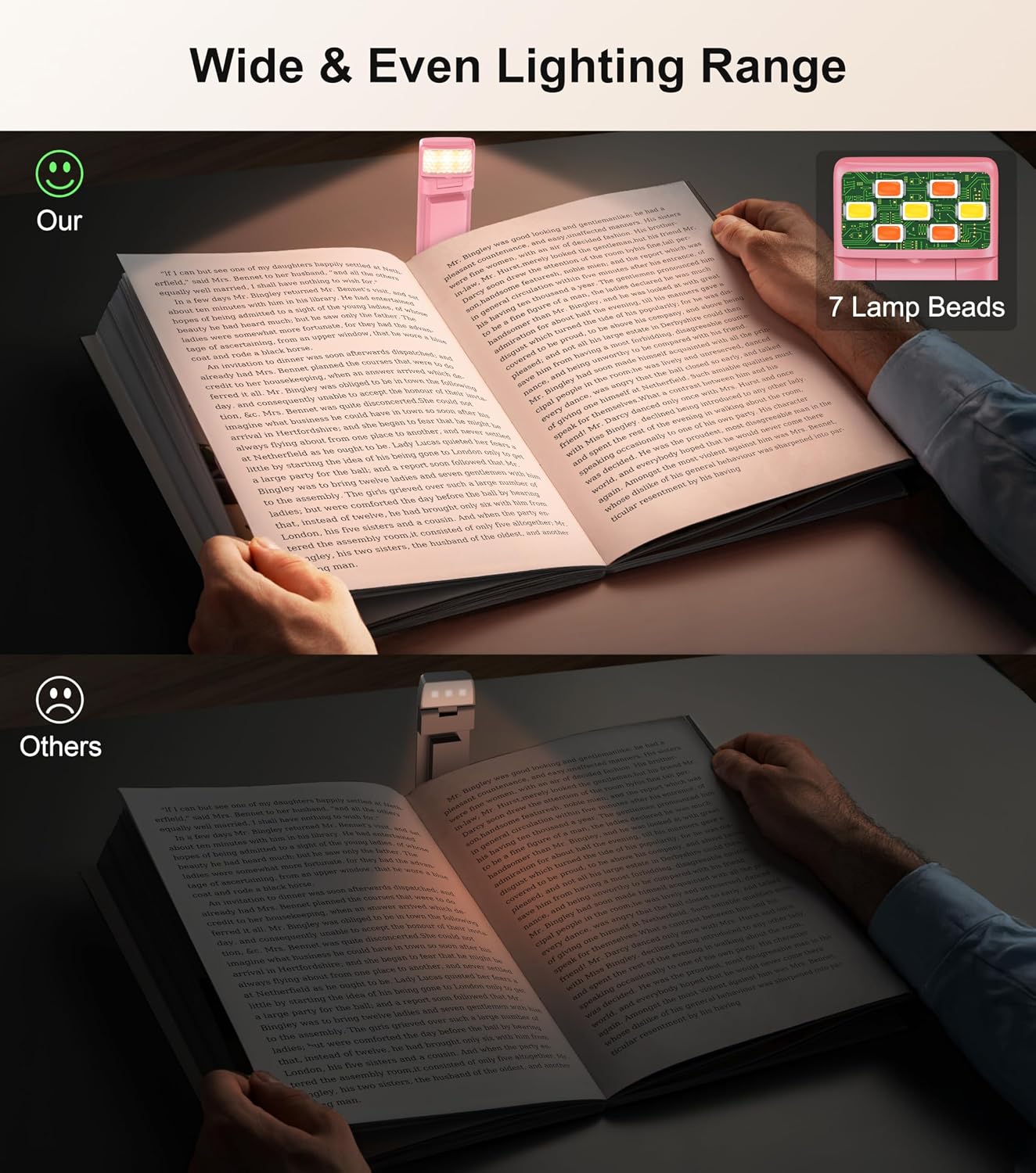 Gritin Book Light Rechargeable, Eye Caring 3-Color & 5-Brightness Clip on LED Reading Light for Books in Bed- Stepless Dimming, Long…