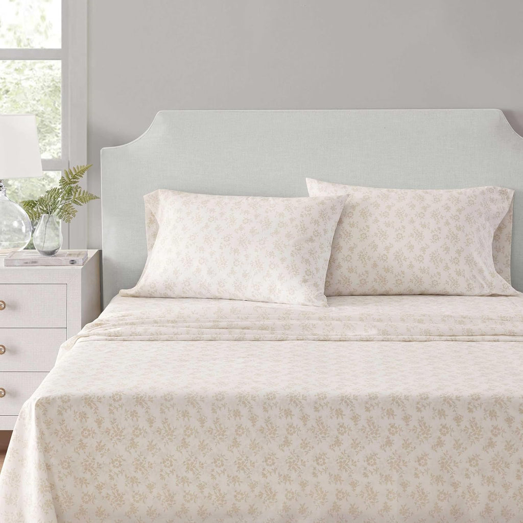 MarthaStewart Martha Stewart - Twin Size Sheets Set, Crisp & Tailored Cooling Sheets w/a Naturally Smooth Cotton Percale Lightweight Feel -…