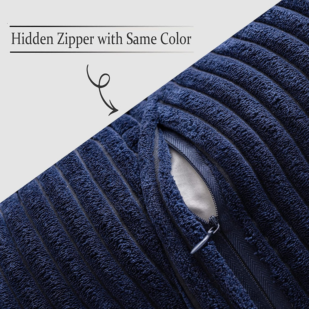 MIULEE Decorative Throw Pillow Covers for Couch Bed Livingroom 18x18 Inch Set of 2 Navy Blue Boho Accent Throw Pllows Broadside Striped…