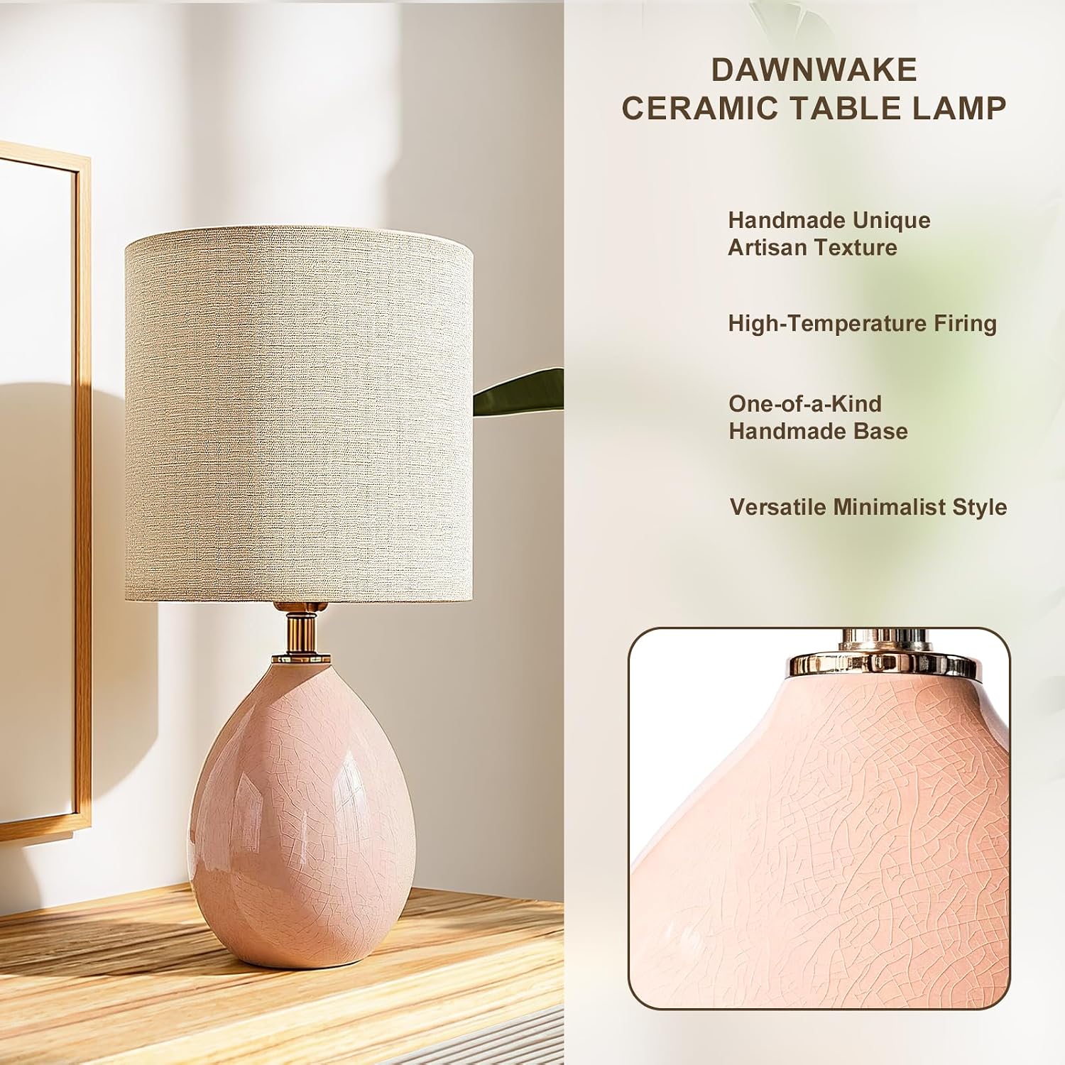 Dawnwake 18.5" Table Lamps Set of 2 for Living Room Bedroom, Bedside Lamps for Night Stands, Desk Nightstand Lamp Dimmable, Modern Linen…
