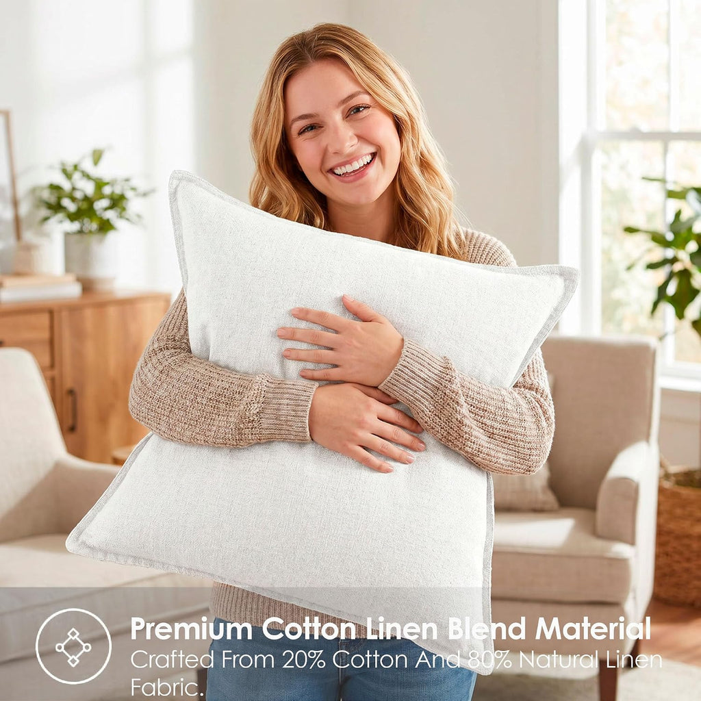 Symplora Cotton Linen Throw Pillow Covers Set of 2, Breathable Non Pilling Decorative Pillow Covers, Machine Washable Cushion Case for…