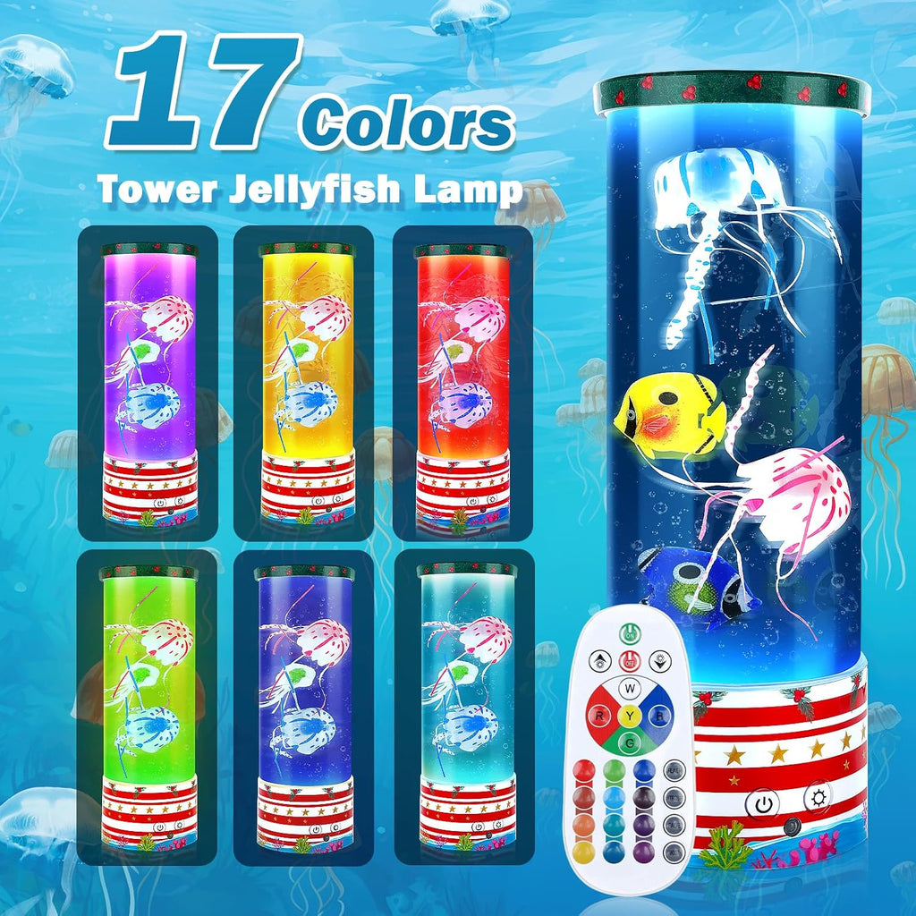 Birthday Gifts Jellyfish Lamp, Jelly Fish Tank for Room Mood Light, Relaxation and Sleep, 17 Colors Changing Floating Jellyfish Aquarium…