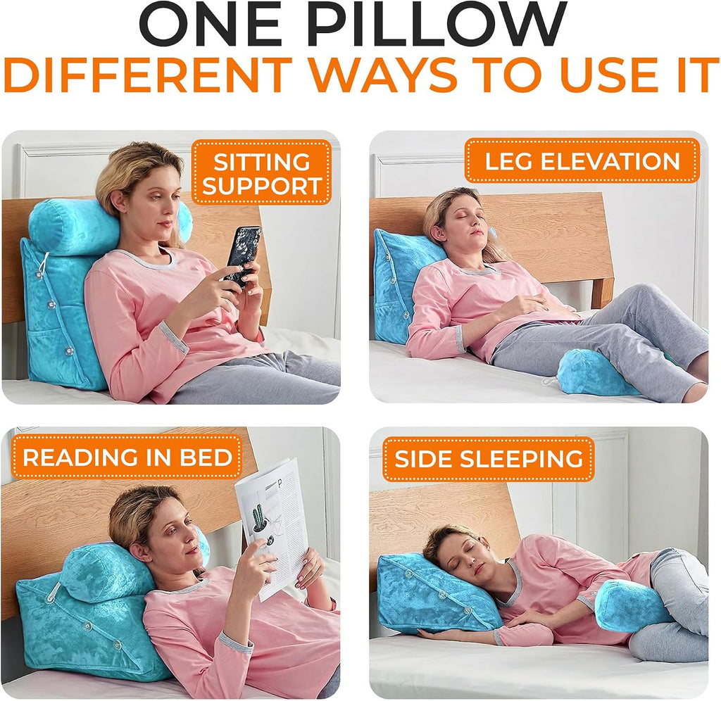 Cheer Collection Reading Wedge Pillow - Adjustable Wedge Reading Pillow with Neck Support, Hollow Fiber-Filled Backrest Pillow for…