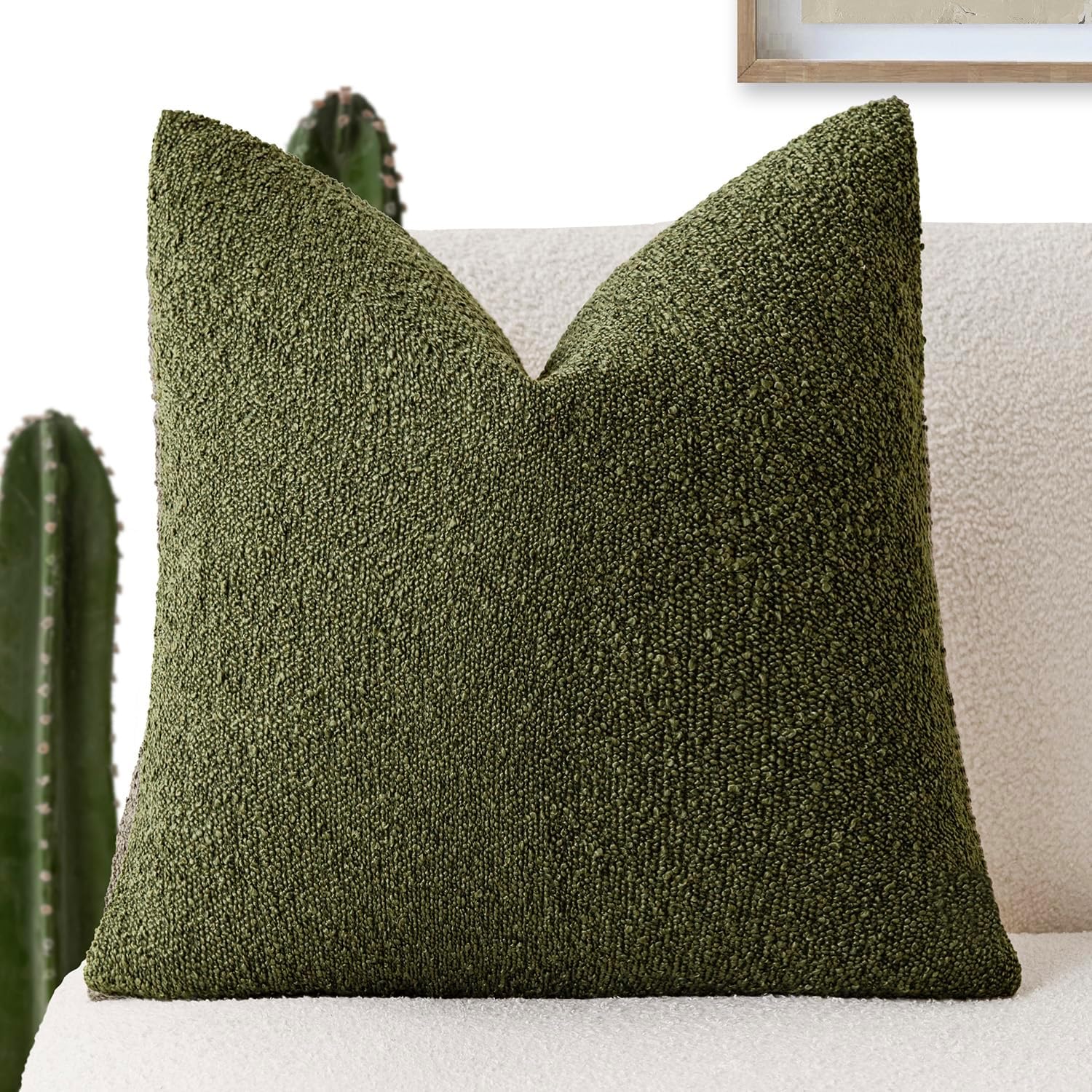 Foindtower Decorative Textured Boucle Throw Pillow Covers Accent Solid Pillow Cases Neutral Soft Cozy Couch Cushion Case for Chair Sofa…