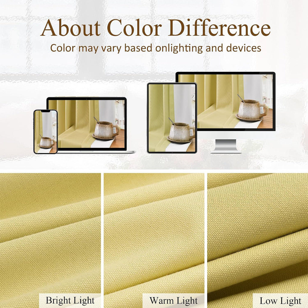 Boodii Yellow 100% Blackout Linen Pinch Pleated Curtains 112 Inches Long 2 Panels Set Thermal Insulated Modern Rustic Full Black Out Pivacy…
