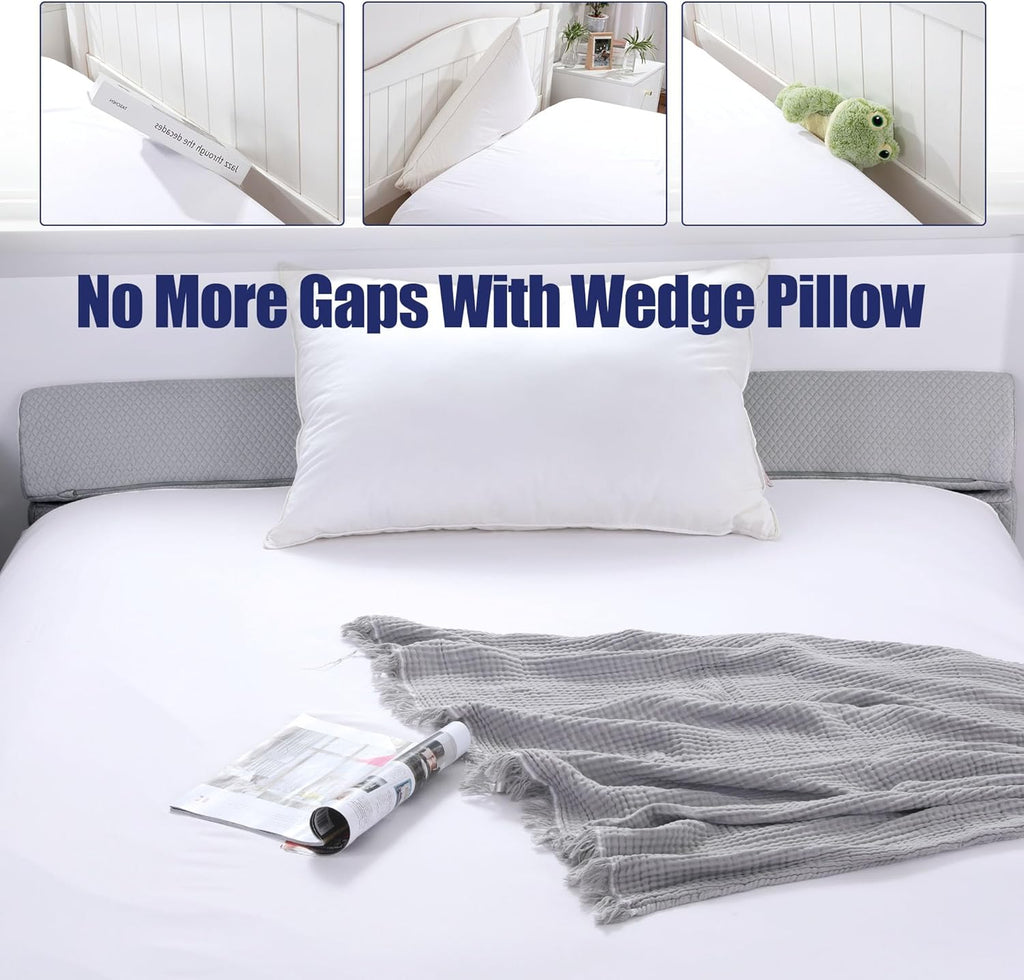 HOMBYS Wedge Pillow Headboard for Bed Gap, Foldable Wedge Gap Filler King Size, Matterss Gap Filler, Multi Functional Bed Crack Pillow, Fill…
