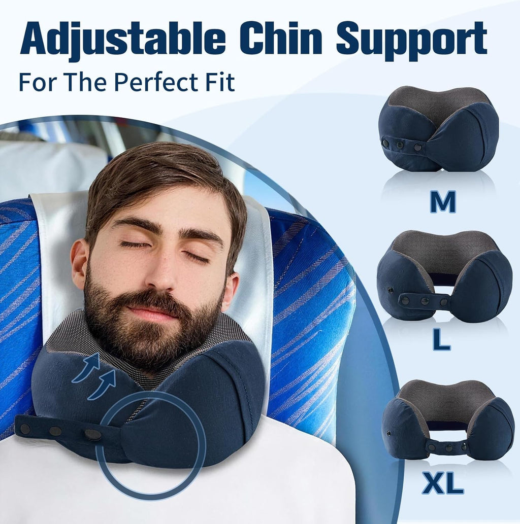 Cirorld Neck Pillow for Traveling, Travel Pillows for Airplanes,100% Pure Memory Foam Travel Neck Pillow, Adjustable Flight Pillow, Portabl…