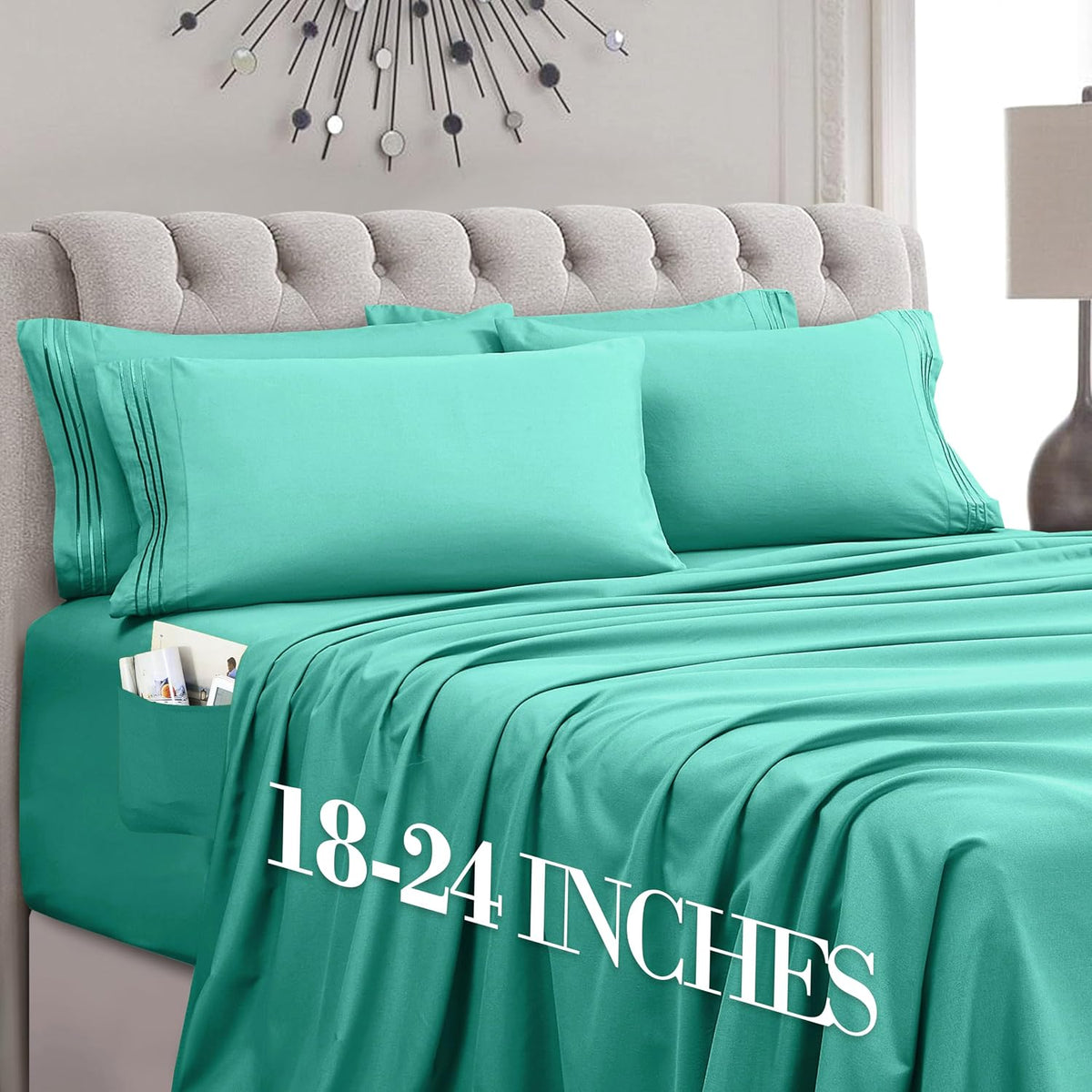 MocassiLuxuryBedding Mocassi Luxury 4-Piece Sheet Set, Ultra Soft 1800 Hotel Quality Microfiber Sheet Set, Fits Mattresses Up to 18 to 24 I…
