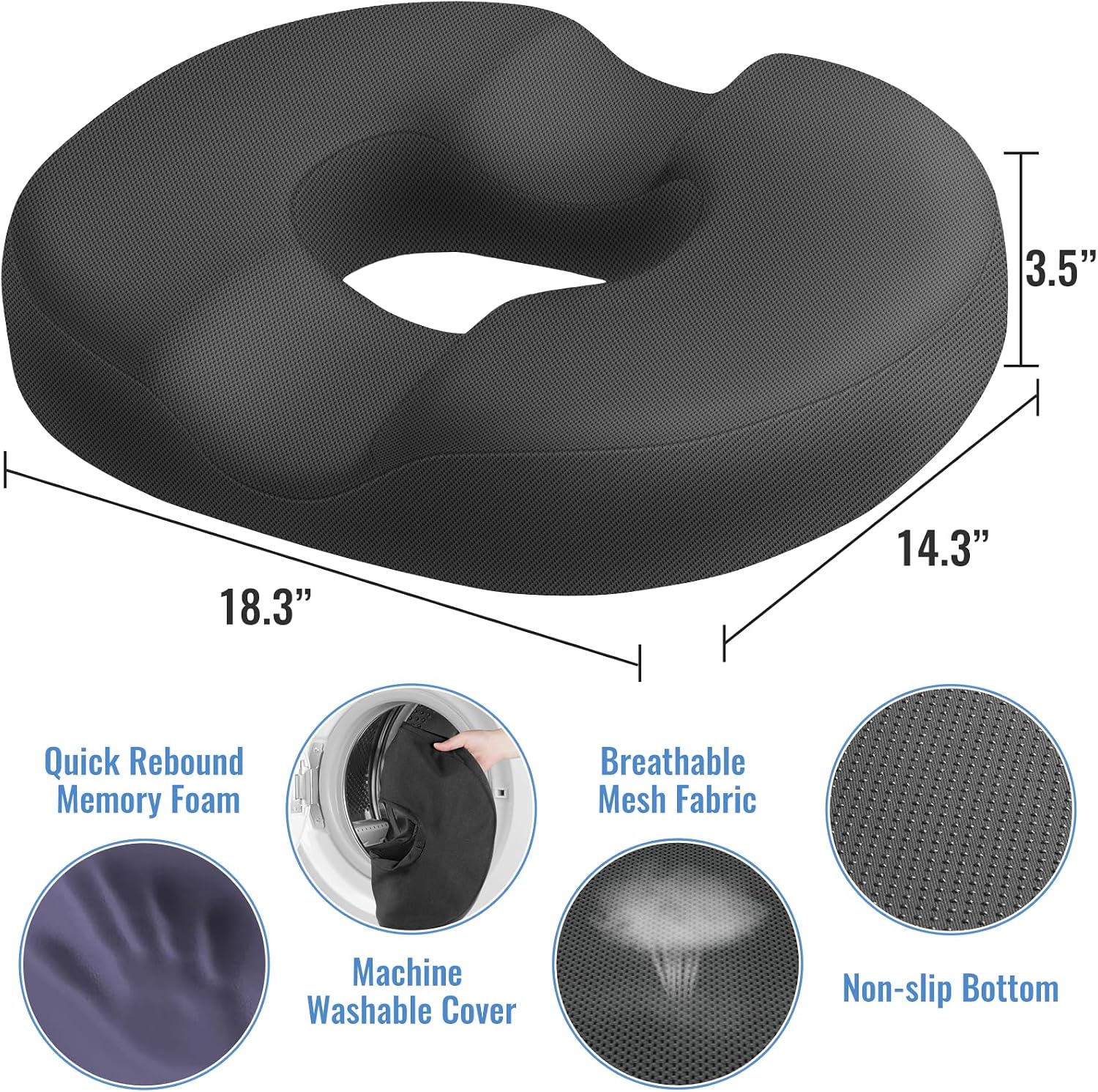 CloudBliss Donut Pillow Seat Cushion for Tailbone and Hemorrhoids, Memory Foam Seat Chair Cushion for Postpartum Pregnancy, Seat Cushions f…