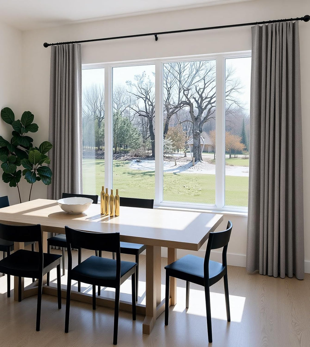 INOVADAY 100% Blackout Curtains for Bedroom, Black Out Curtains 96 Inch Long, Clip Rings Linen Blackout Drapes, Thermal Insulated Room…