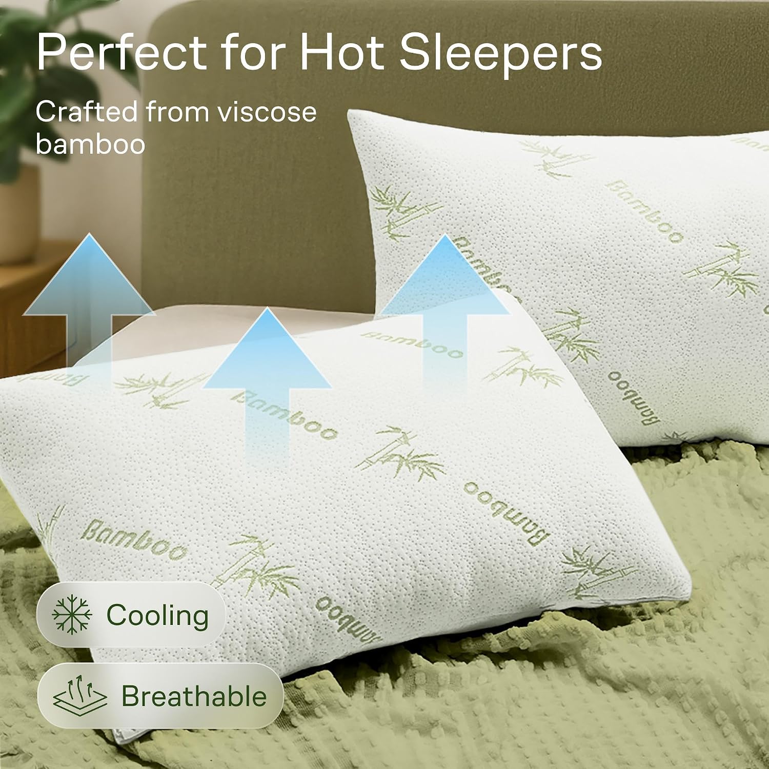 Cloud-Like Pillow Protectors with Zipper Standard Size - Breathable Cooling Pillow Covers for Hot Sleeprers - 100% Resistant to Stains…
