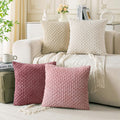 Cozoomy Set of 4 Pink Beige White Decorative Throw Pillow Covers 18x18 Inch Corduroy Pillow Covers for Bed Couch Sofa Living Room Soft Squa…