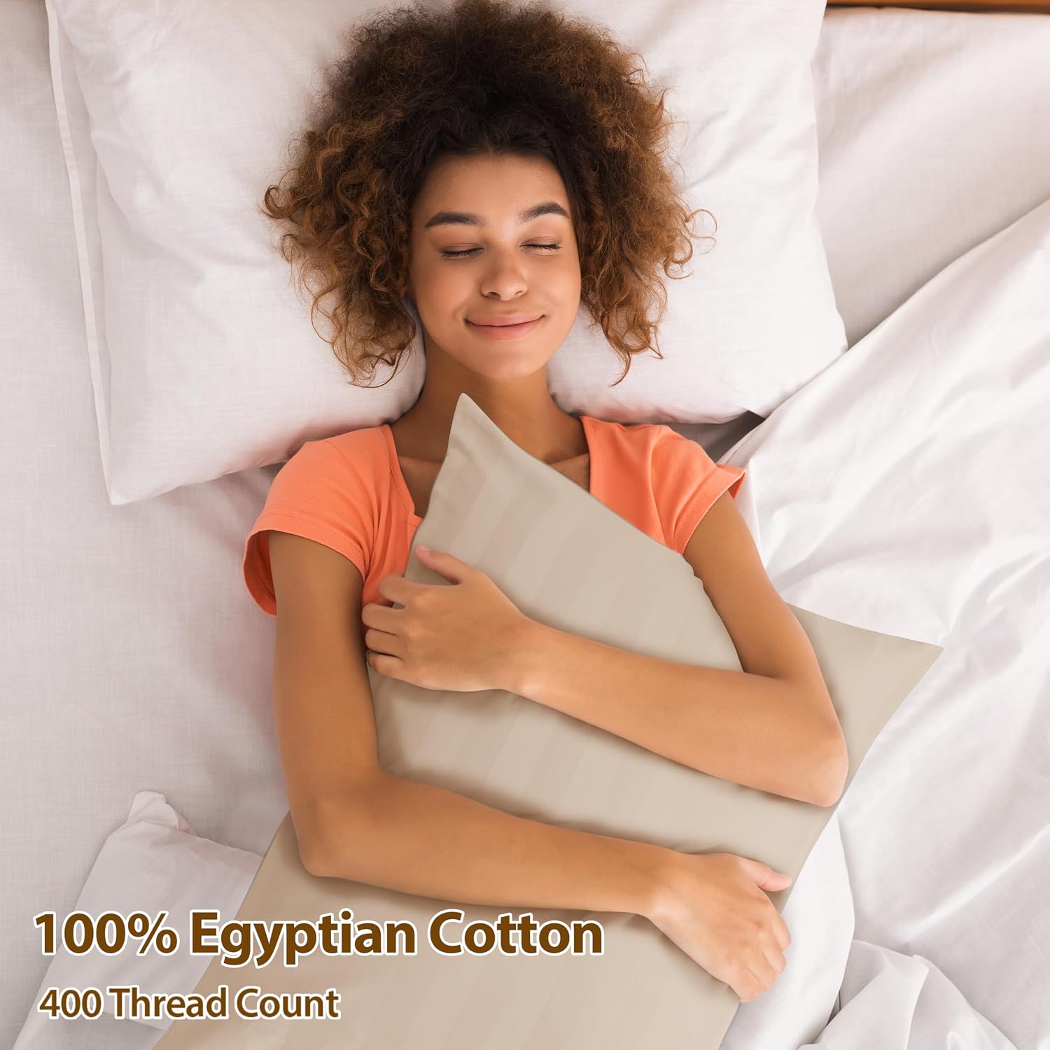 ShunjieHome 100% Egyptian Cotton Pillow Cases Set of 2, Standard Size 400 Thread Count Cooling Pillowcases, Soft and Breathable Pillow Covers…