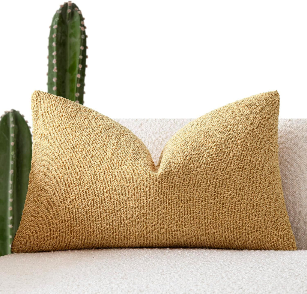 Foindtower Decorative Textured Boucle Throw Pillow Covers Accent Solid Lumbar Pillow Cases Soft Cozy Couch Cushion Case for Chair Sofa…