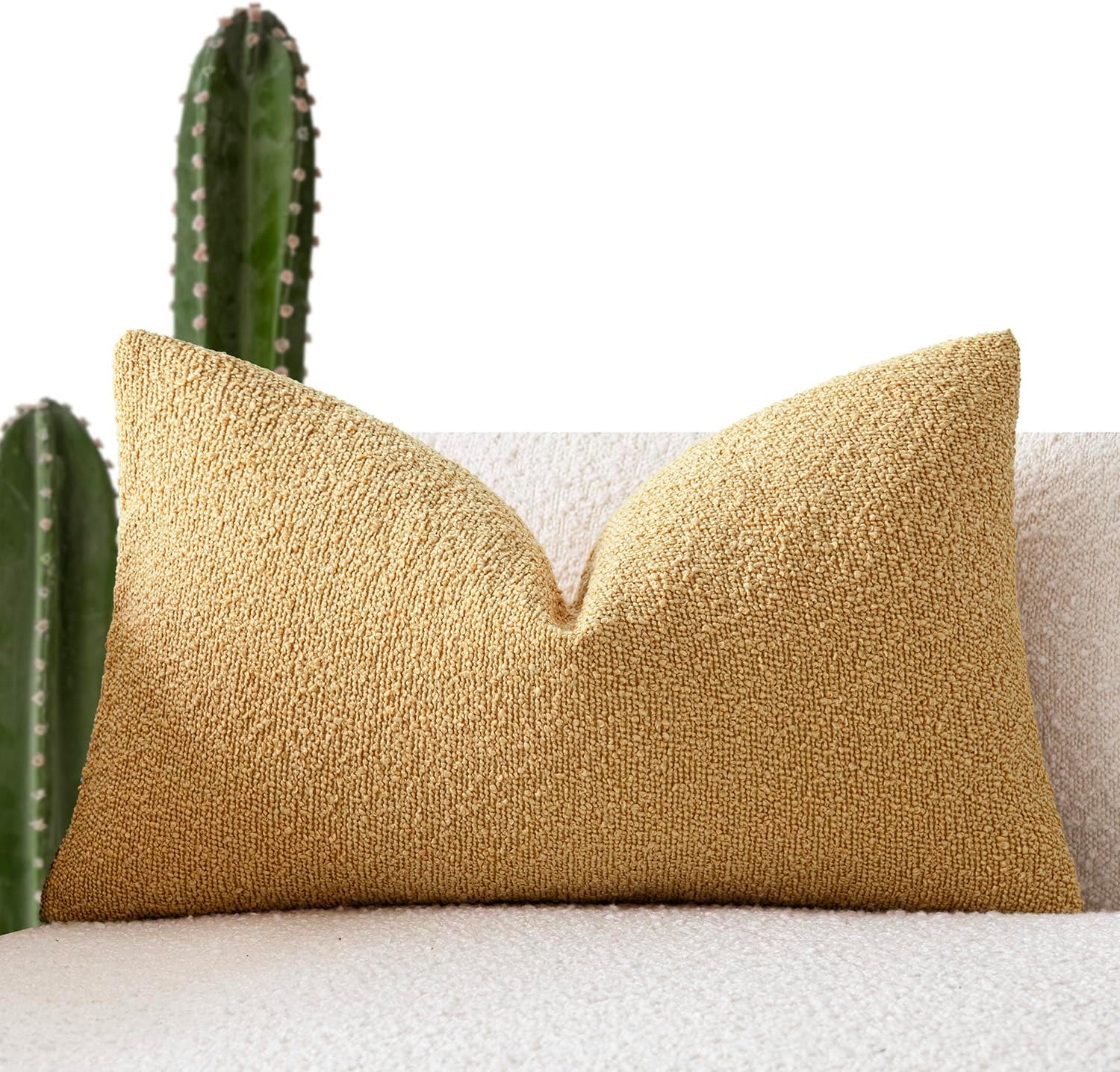 Foindtower Decorative Textured Boucle Throw Pillow Covers Accent Solid Lumbar Pillow Cases Soft Cozy Couch Cushion Case for Chair Sofa…