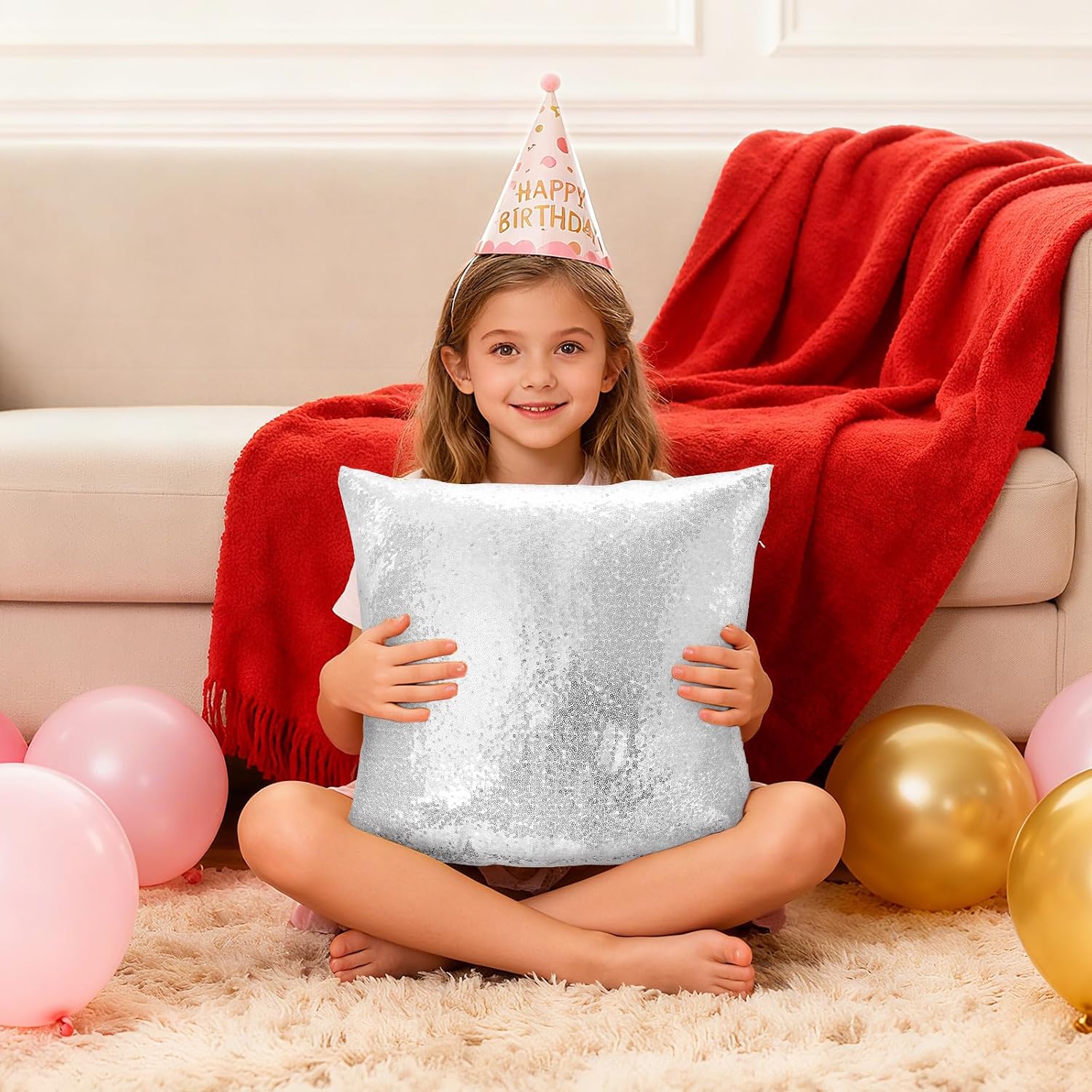 Eternal Beauty Set of 2 Sequin Decorative Pillow Covers Silver Pillow Cover s for Couch Bed Throw Pillows 18 X 18 Inches