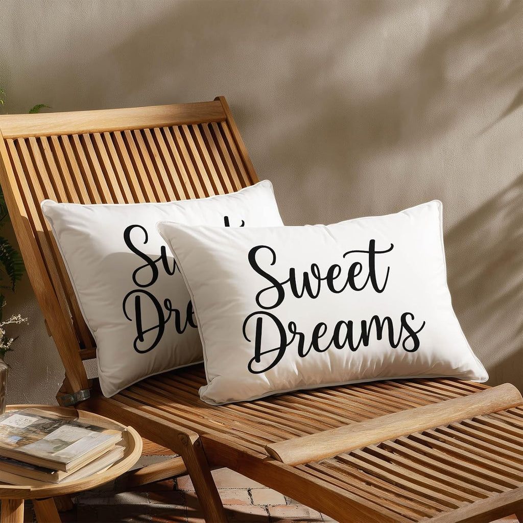 HOMETITUTE Pillow Covers Decorative Pack of 2 Satin 12x20 Inch Sweet Dreams Art Lumbar Throw Pillow Cases for Sofa Couch Living Room…