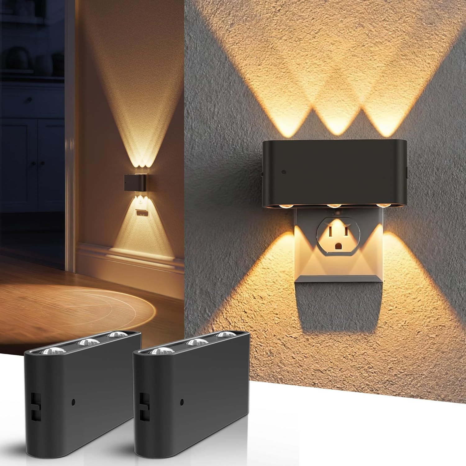 L LOHAS LED Night Light, 2 Pack Dimmable Modern LED Night Lights Plug into Wall, Dusk to Dawn Sensor Night Lights for Kid…
