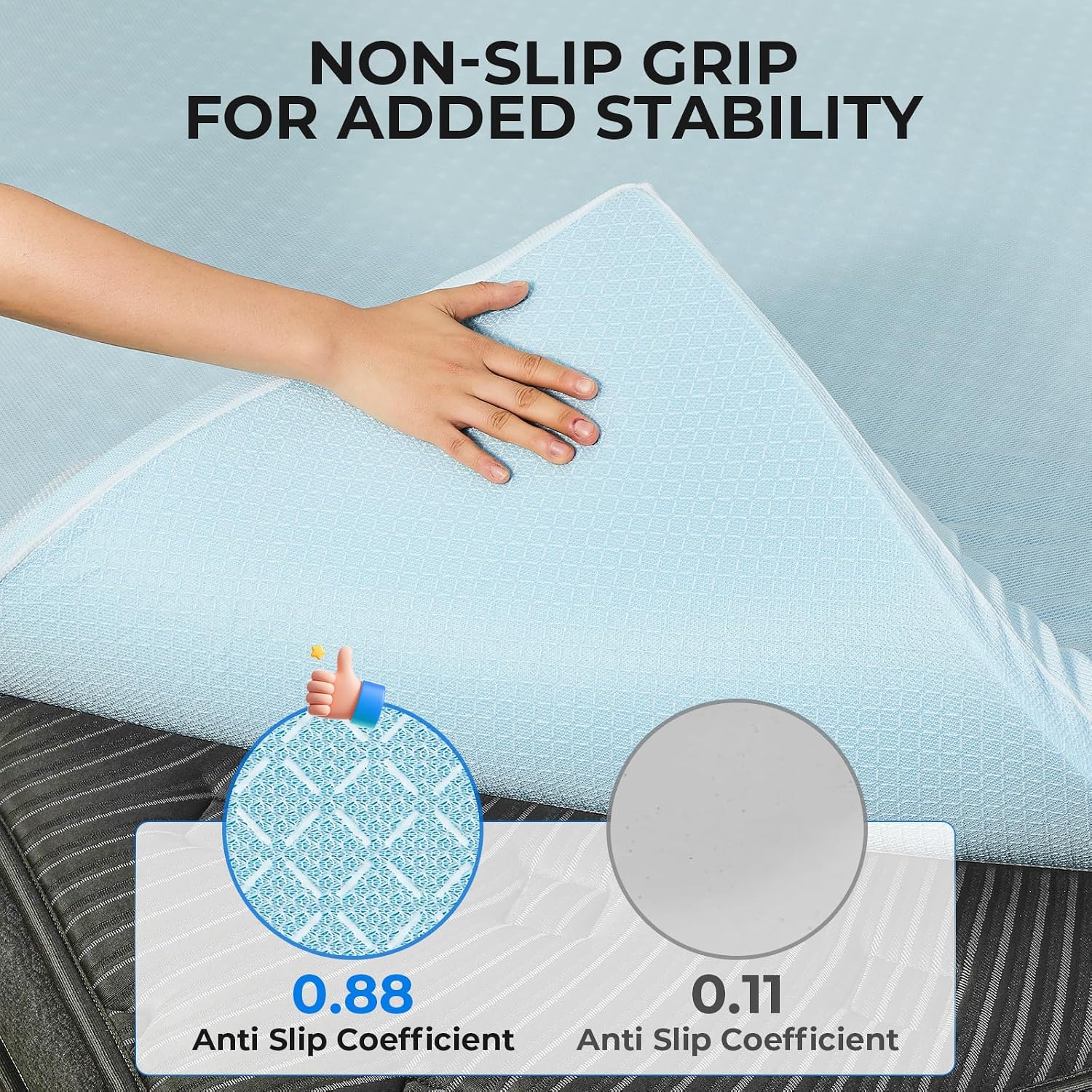 OhGeni 3 Inch Twin Size Memory Foam Mattress Topper Pad with Cover, Egg Crate Foam with Anti-Slip Base, Enhanced with Cooling Gel, Removable…