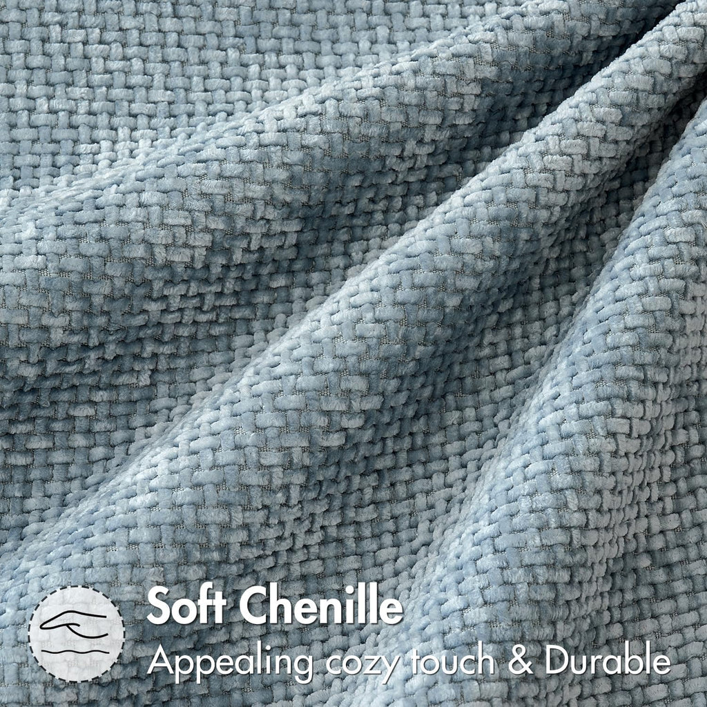Miulee Pack of 2 Coastal Blue Euro Sham Pillow Covers 24x24 Inch Summer Modern Boho Accent Decorative Throw Pillow Covers Chenille Farmhous…