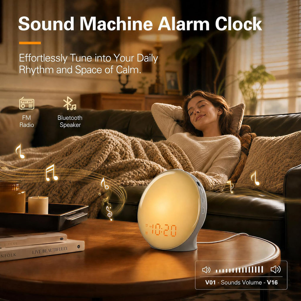 JALL Full-Screen Wake Up Light Sunrise Alarm Clocks for Bedrooms, White Noise Machine for Heavy Sleepers & Kids, 25 Natural Sounds, Dual…