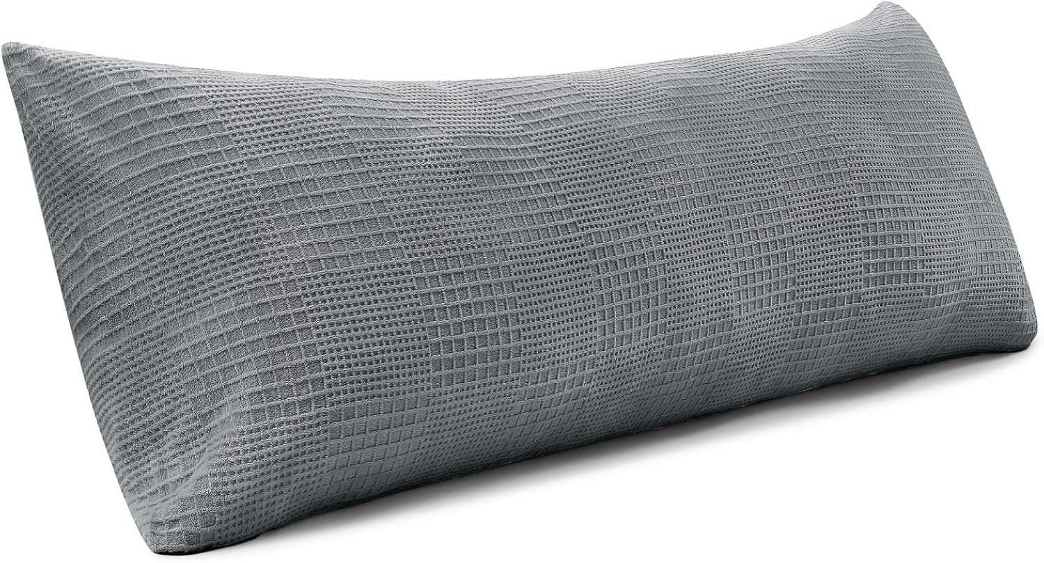 Bedelite Body Pillow Cover with Zipper Closure, Decorative Waffle Weave Fleece Pillowcase 20 x 54 Inches, Luxury Fluffy Plush Long Body Pil…