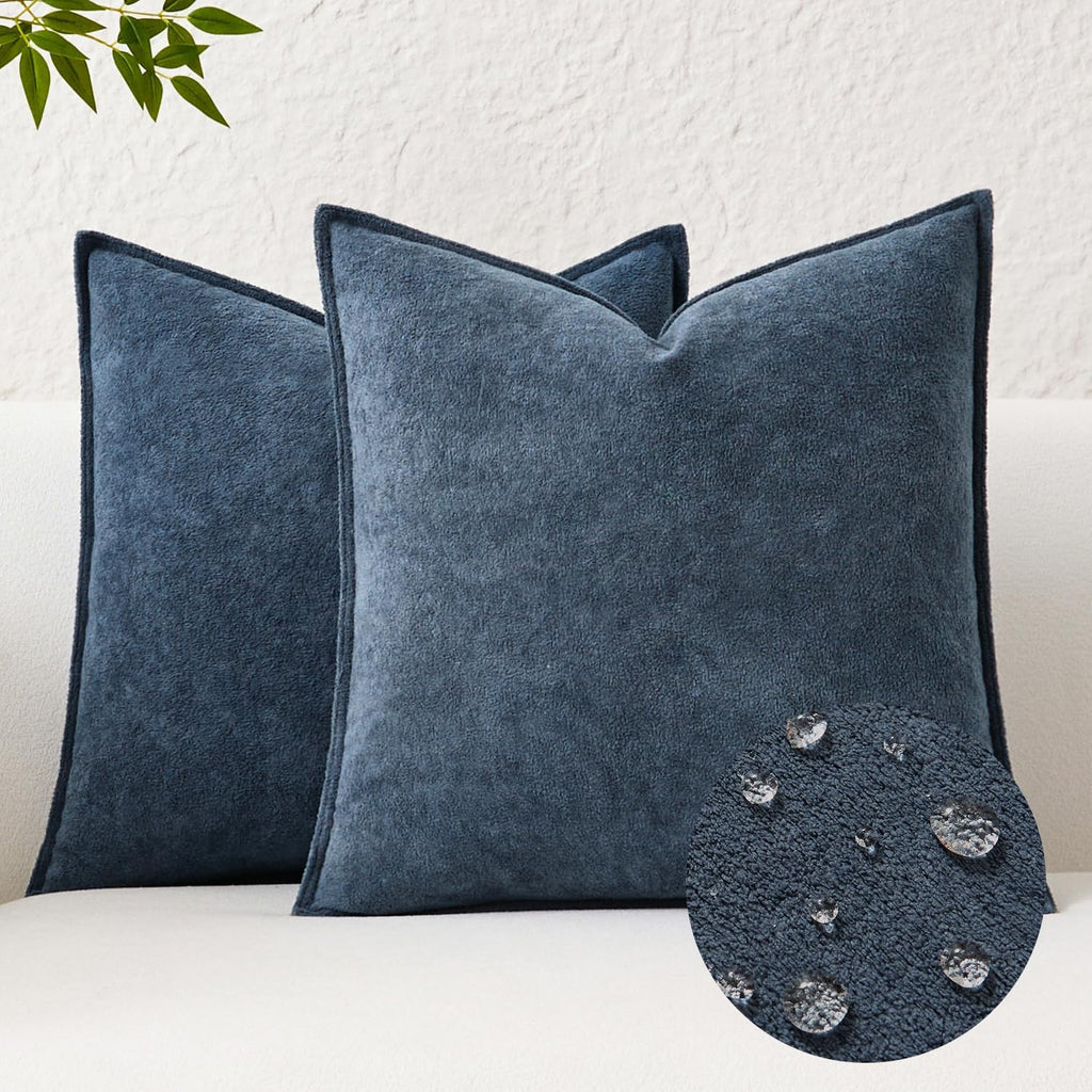 KevinTextile Kevin Textile Waterproof Decorative Pillow Covers Dusty Blue 20x20 Inch Pack of 2 Soft Boucle Textured Throw Pillowcases Elega…