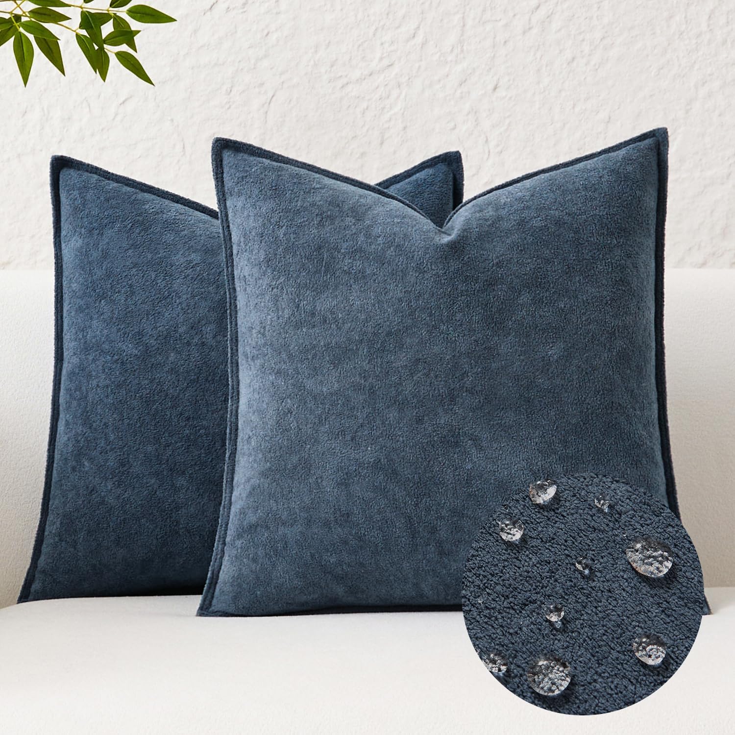 KevinTextile Kevin Textile Waterproof Decorative Pillow Covers Dusty Blue 26x26 Inch Pack of 2 Soft Boucle Textured Euro Pillowcases Elegan…