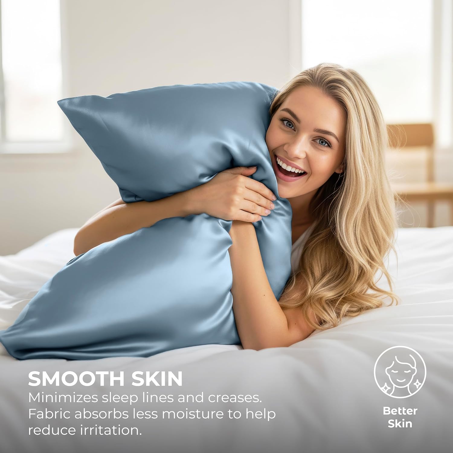 PureBedding Pure Bedding Satin Pillowcase 2 Pack - King Size (20"x40", SkyBlue) - Silky Pillow Cases for Hair and Skin - Satin Pillow Cover…