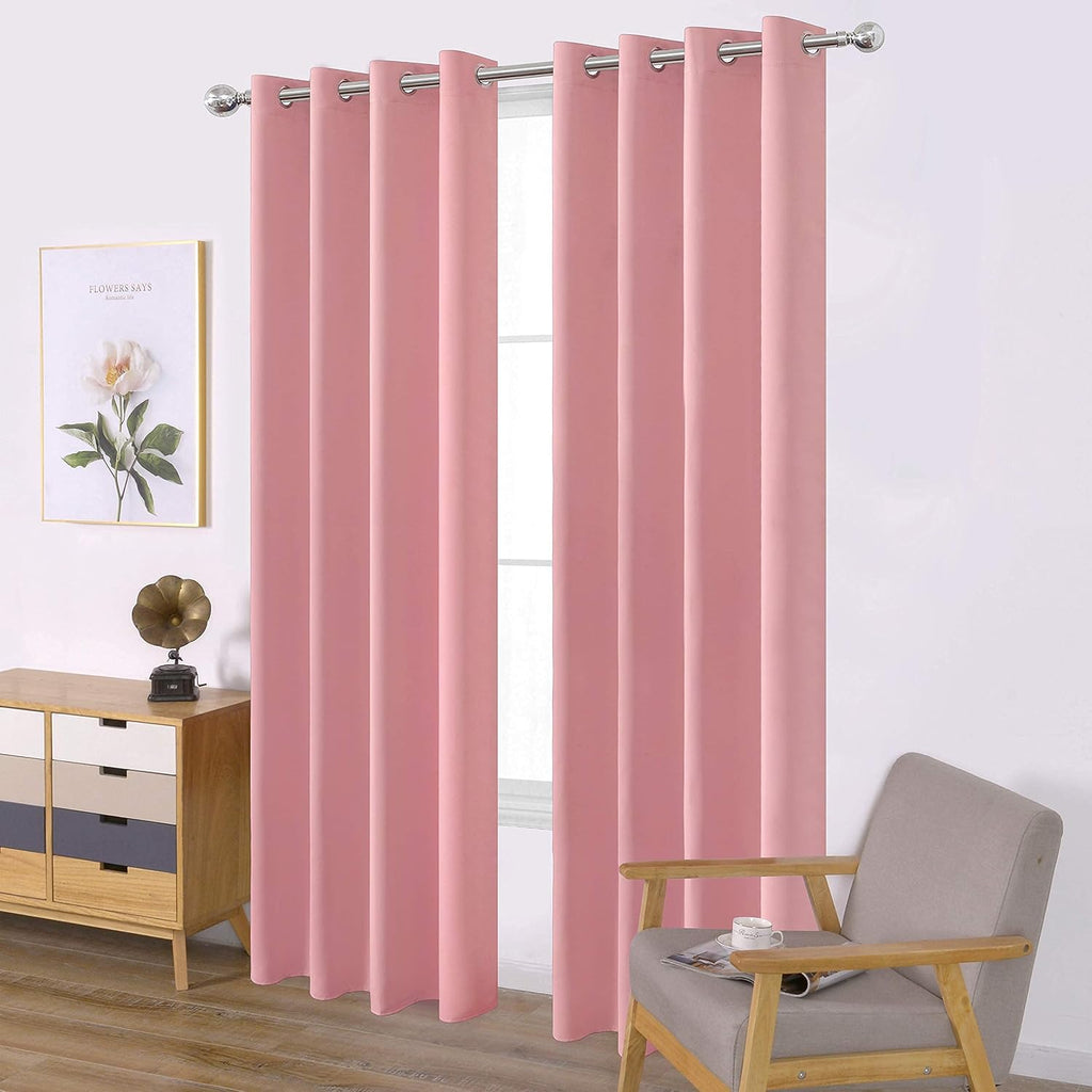 Lemomo Baby Pink Bedroom Blackout Curtains/52 x 84 Inch Long/Set of 2 Curtain Panels/Thermal Insulated Room Darkening Curtains for Bedroom…