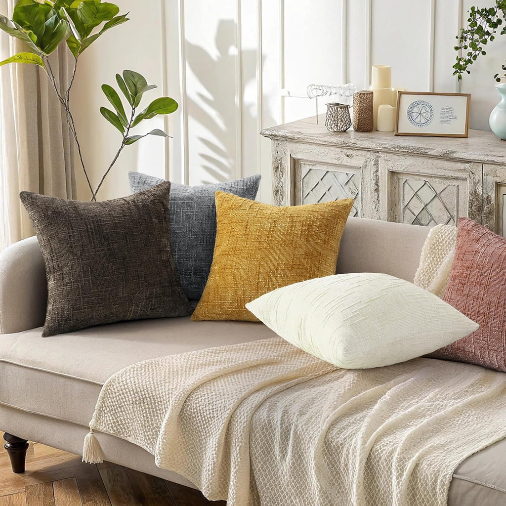 decorUhome Summer Pink Chenille Throw Pillow Covers 20x20 Set of 2 Textured Soft Cozy Slubby Couch Pillow Covers Modern Farmhouse Boho Deco…