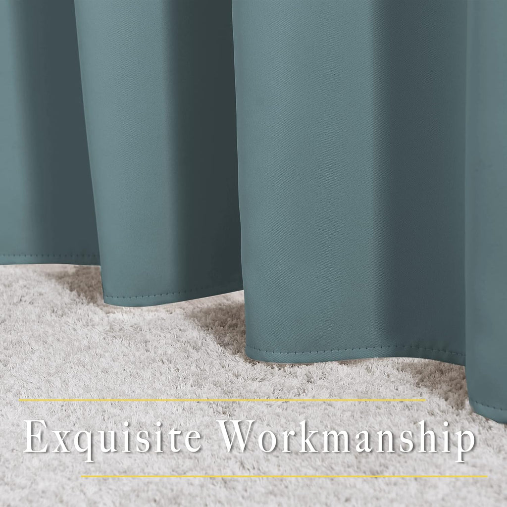 Nicetown Blackout Greyish Blue Curtains for Bedroom - Window Treatment Thermal Insulated Grommet Solid Drapes Energy Saving Sound Reducing…