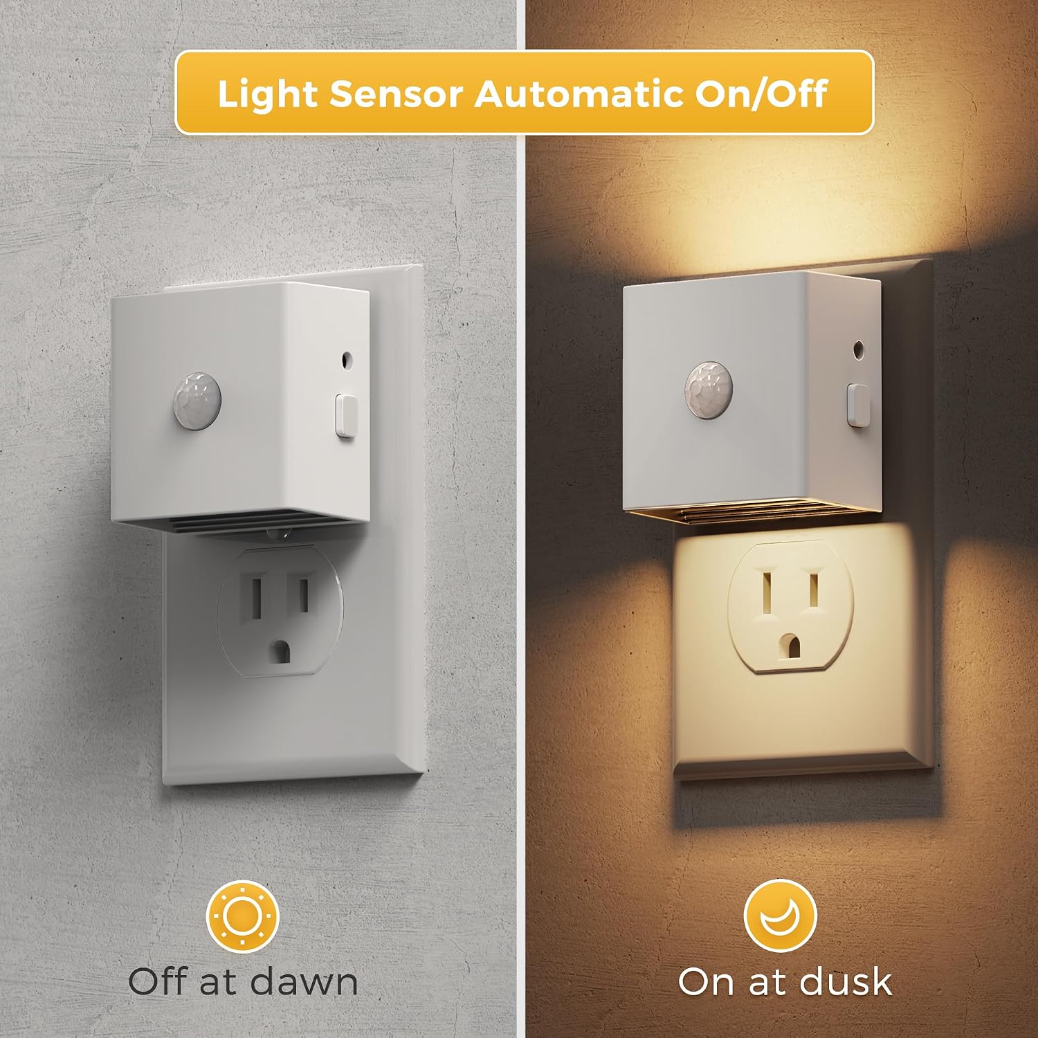 L LOHAS LED Night Light, Plug in Night Light with Motion Sensor and Dusk to Dawn Sensor,[2-Pack] Brightness Adjustable,3000K Soft White…