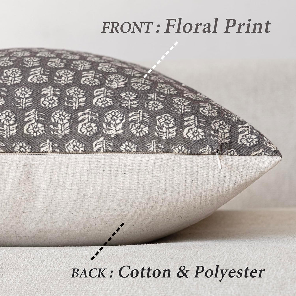 Foindtower Set of 2 Decorative Vintage Floral Print Throw Pillow Covers Neutral Modern Farmhouse Cushion Covers Boho Home Decor for Sofa…