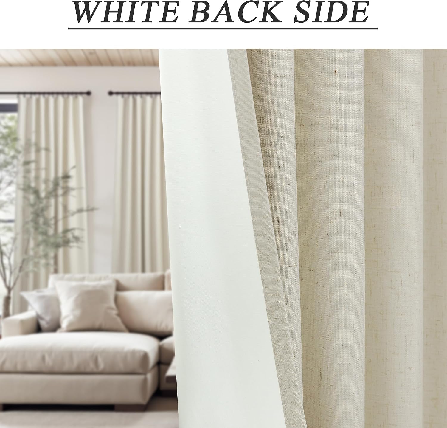 Dancurton 95 Inch Curtains 2 Panels Set UV/Heat Blocking for Summer Modern Farmhouse Beige Curtains for Living Room Darkening Curtain for S…