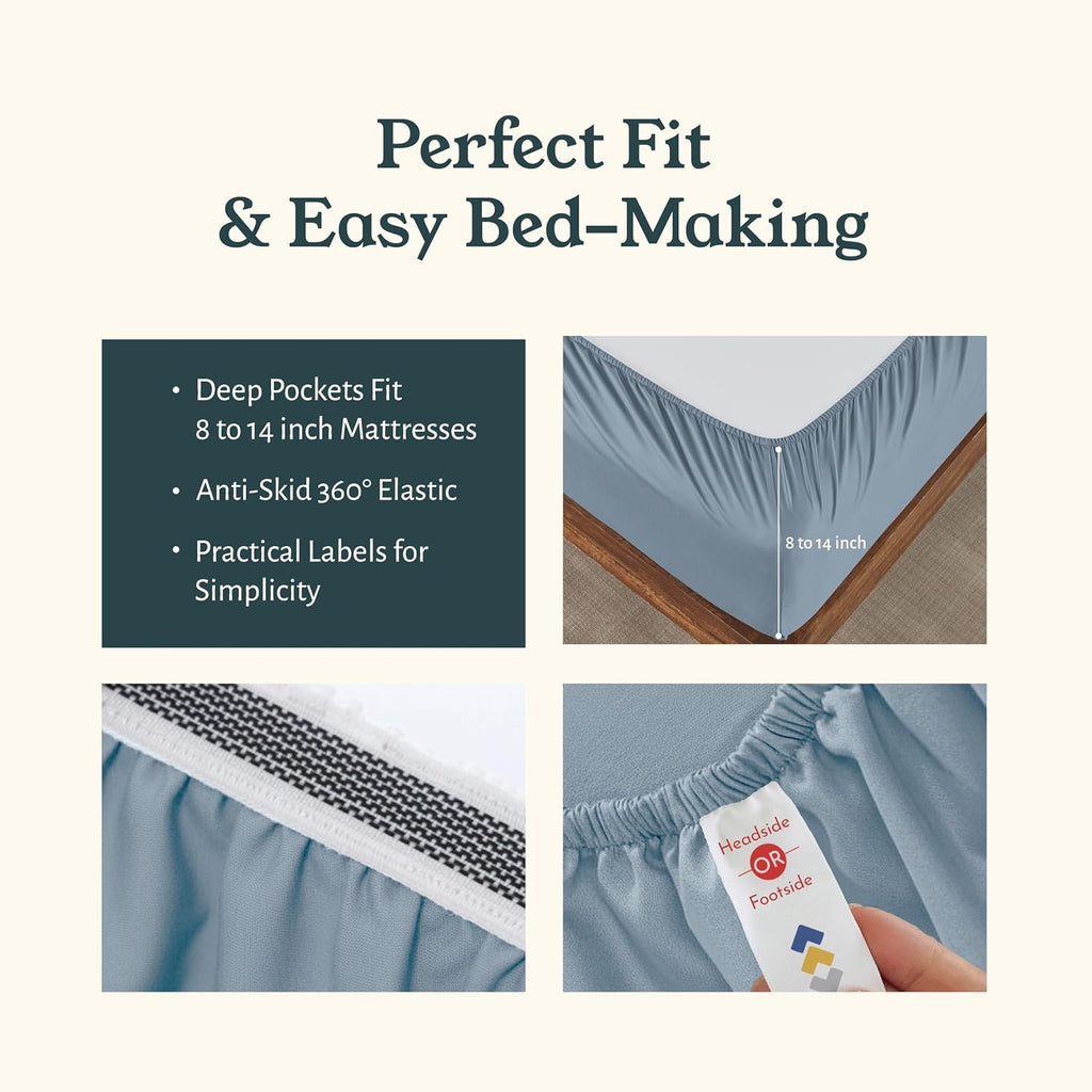 CaliforniaDesignDen California Design Den Pack of 2 XL Twin Sheets Set - 100% Organic Cotton Bed Sheets Twin XL Size, Crisp Percale Feel, D…
