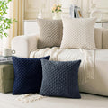 Cozoomy Set of 4 Navy White Taupe Decorative Throw Pillow Covers 20x20 Inch Corduroy Pillow Covers for Bed Couch Sofa Living Room Soft Squa…