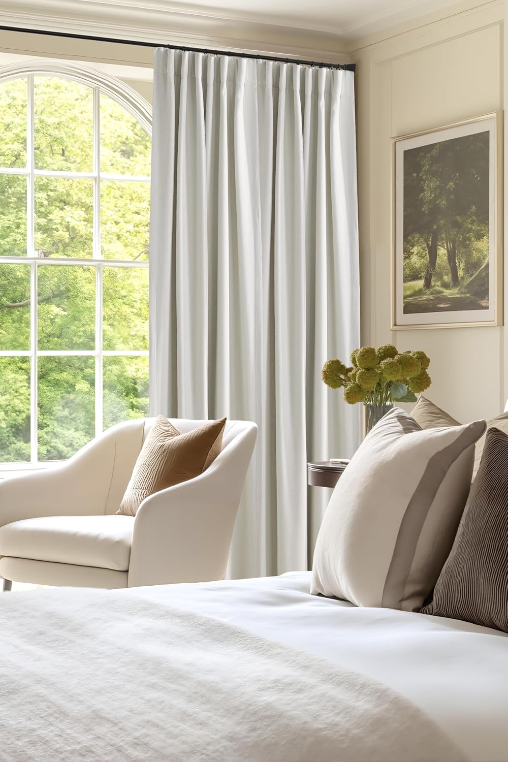 NICETOWN Linen Curtains for Bedroom 84 inches Long, Thermal Faux Linen Drapes for Dining Room 2 Panels, Pinch Pleated Light Blocking…