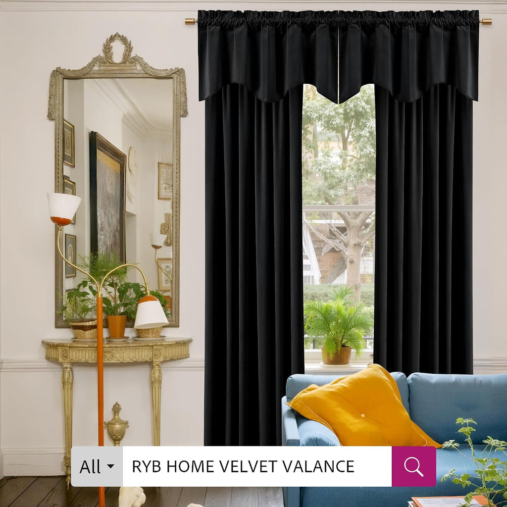 Rybhome RYB HOME Black Velvet Curtains 84 inches - Blackout Heavy Duty Curtains Soft Luxury Back Tap Window Covering Privacy Protection for…