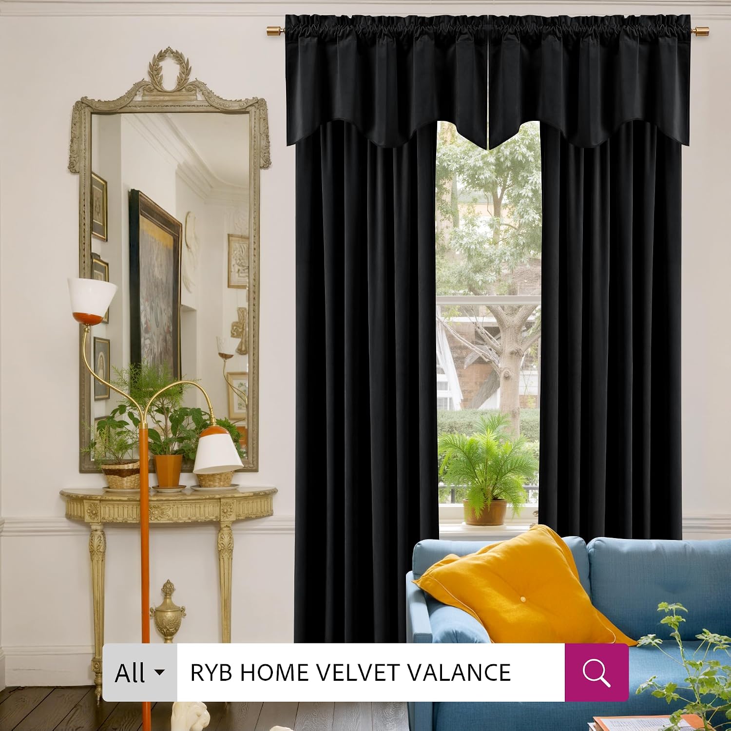 Rybhome RYB HOME Black Velvet Curtains 84 inches - Blackout Heavy Duty Curtains Soft Luxury Back Tap Window Covering Privacy Protection for…