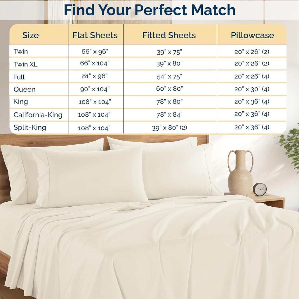Casa Platino Cal King Bed Sheets – Breathable 6 Piece Percale Cooling Cal King Sheets with Crisp Feel, with 15 Inch Deep Pocket Fitted…
