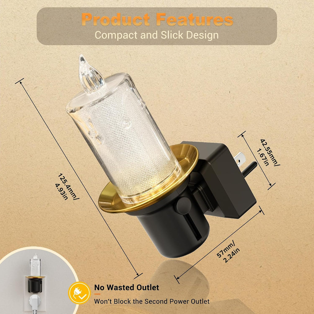 JandCase Night Lights Plug into Wall, 2 Pack Flameless Candle Night Light, 2000K Amber, Dusk to Dawn Sensor Nightlight, 0-100LM Dimmable…