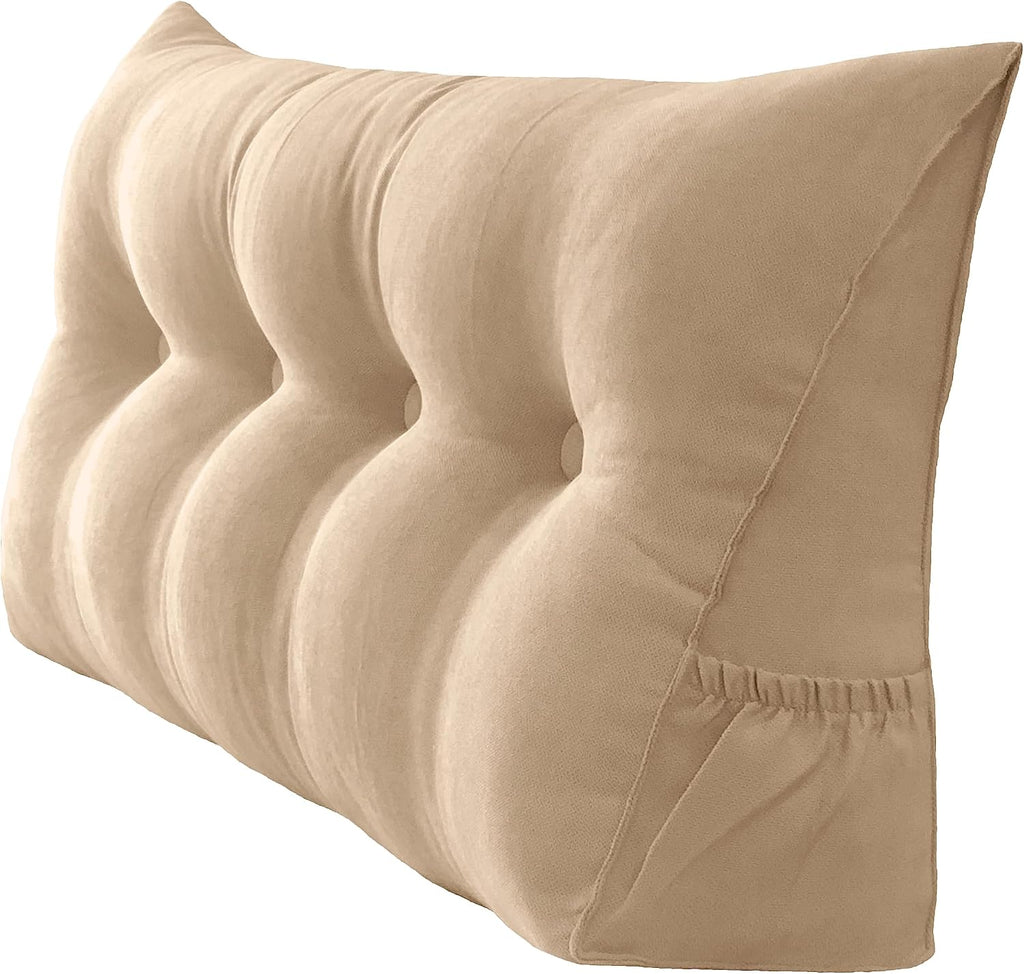 Peachwell Handmade Headboard Pillow- Triangular Wedge Support Large Bolster Cushion Headboard Backrest Pillow with Two Large Side Pockets…