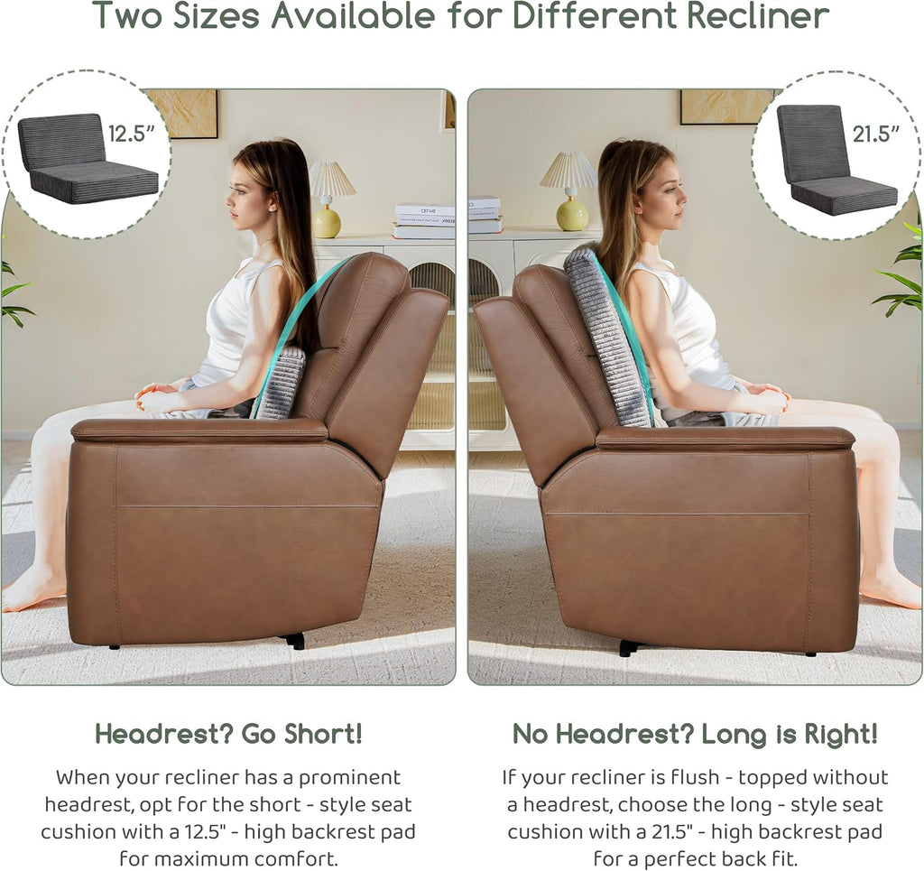 HIGOGOGO Corduroy Recliner Chair Cushion with Lumbar Support Pillow Soft Non-Slip 4" Thick Seat Pad Prevent Buttocks & Back Pain in…
